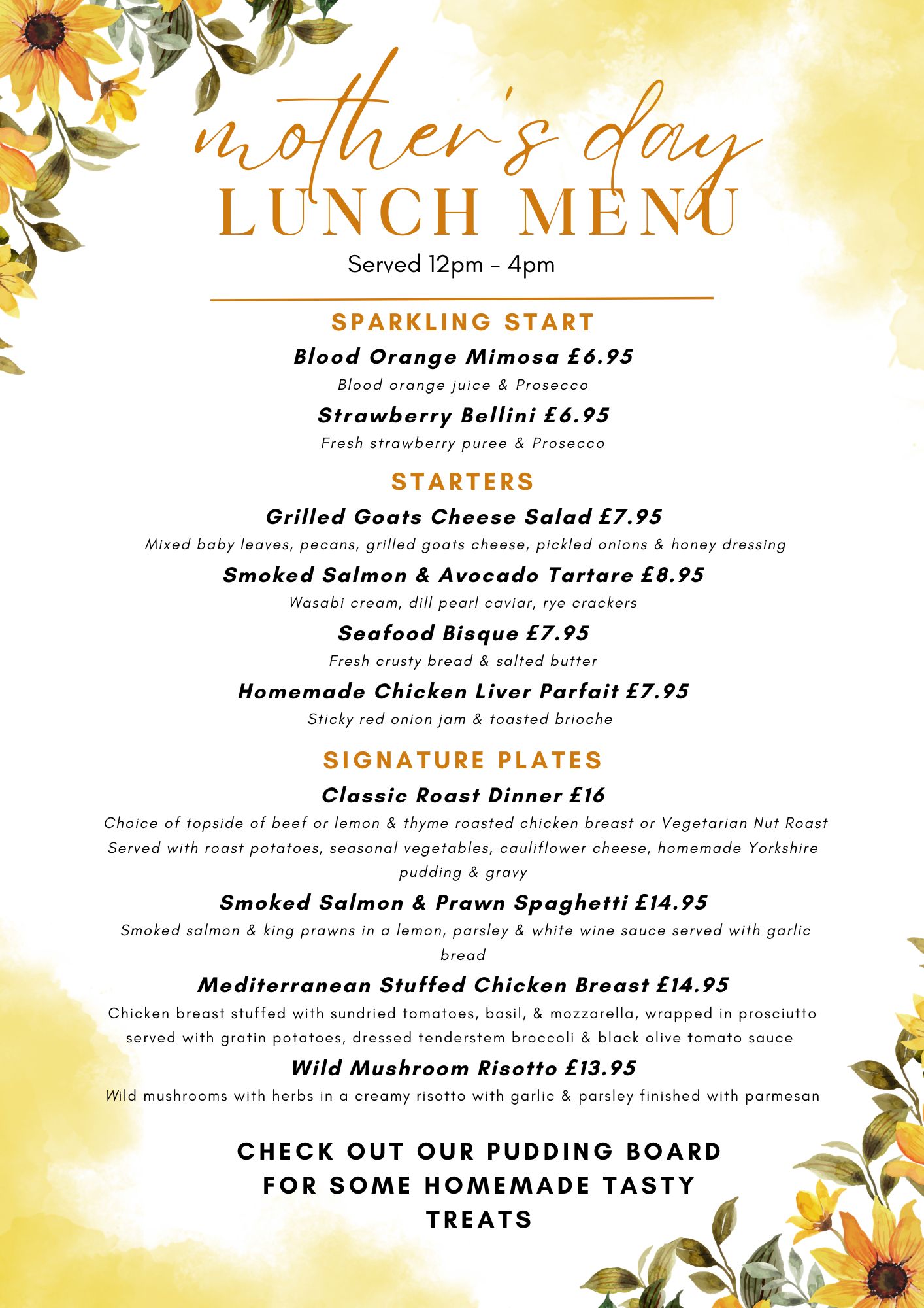 Mothers Day Mothers Day Lunch Menu